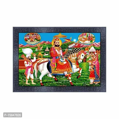 pnf Baba Ram Dev Pir Religious Wood Photo Frames with Acrylic Sheet (Glass) for Worship/Pooja(10 * 14inch,Multicolour,Synthetic)-22376