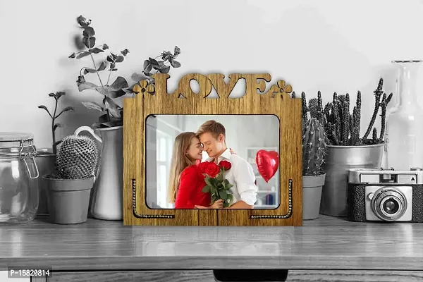 Generic Xpression Decor Love Table Top Photo Frames Perfect for Couple Office Table Decorations (5x7inch,Brown,Wood), Small (PNF-photoframe-Love-2)-thumb2