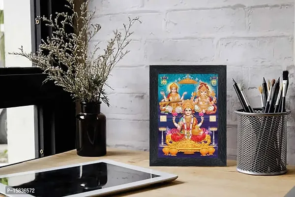 pnf Diwali Puja (laxmiji, Ganeshji,Saraswatiji) Religious Wood Photo Frames with Acrylic Sheet (Glass) for Worship/Pooja(photoframe,Multicolour,6x8inch) 20731-thumb2