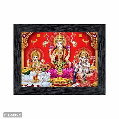 pnf Diwali Puja (laxmiji, Ganeshji,Saraswatiji) Religious Wood Photo Frames with Acrylic Sheet (Glass) for Worship/Pooja(photoframe,Multicolour,6x8inch) 20140