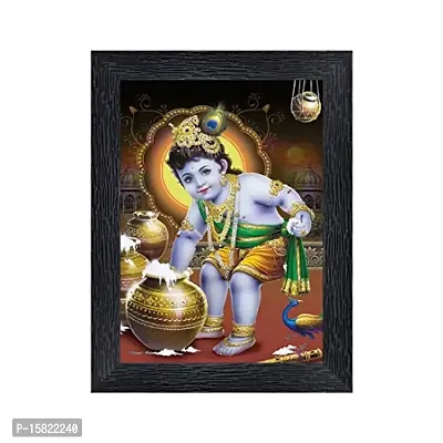 PnF Bal Krishna (Baby) Religious Wood Photo Frames with Acrylic Sheet (Glass) for Worship/Pooja(photoframe,Multicolour,8x6inch)-20631-