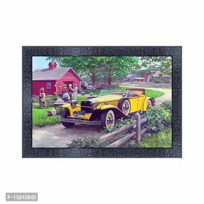 pnf Vintage Cars art Wood Photo Frames with Acrylic Sheet (Glass) 27819(10 * 14inch,Multicolour,Synthetic)-thumb0