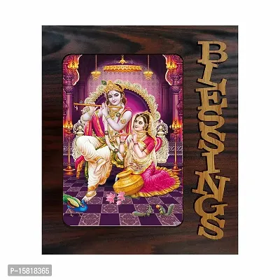 PnF Radha kishna Religious Wood Photo Frames with Acrylic Sheet (Glass) for Worship/Pooja(9 * 7.75inch, Multicolor, MDF)-20677