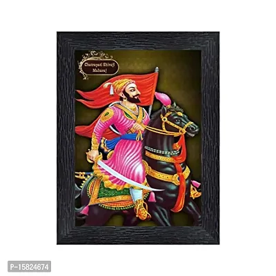 Chhatrapati Shivaji Wood Photo Frames with Acrylic Sheet (Glass)(photoframe,Multicolour,8x6inch)-9631