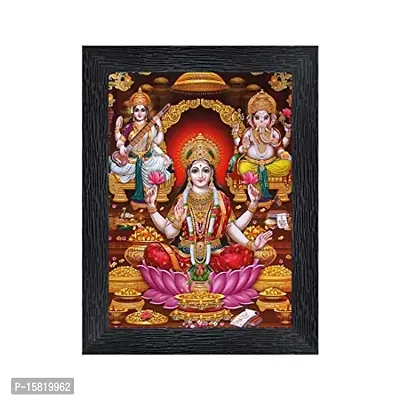 Generic PnF Diwali Puja (laxmiji, Ganeshji,Saraswatiji) Religious Wood Photo Frames with Acrylic Sheet (Glass) for Worship/Pooja(photoframe,Multicolour,8x6inch) 20159, Medium