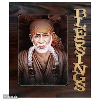 PnF Blessings Hand Crafted Wooden Table with Photo of Sai Baba 4581