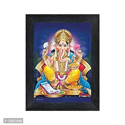 PnF Ganeshji Religious Wood Photo Frames with Acrylic Sheet (Glass) for Worship/Pooja(photoframe,Multicolour,8x6inch)-20644