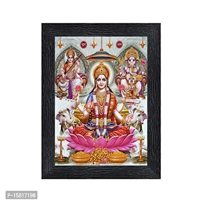 PnF Diwali Puja (laxmiji, Ganeshji,Saraswatiji) Religious Wood Photo Frames with Acrylic Sheet (Glass) for Worship/Pooja(photoframe,Multicolour,8x6inch) 20385, Wall Mount