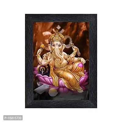 PnF Ganeshji Religious Wood Photo Frames with Acrylic Sheet (Glass) for Worship/Pooja(photoframe,Multicolour,8x6inch)-20068-thumb0