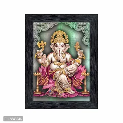 pnf Ganeshji Religious Wood Photo Frames with Acrylic Sheet (Glass) for Worship/Pooja(photoframe,Multicolour,6x8inch)-20118