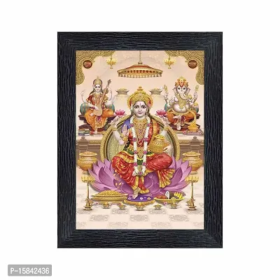 pnf Diwali Puja (laxmiji, Ganeshji,Saraswatiji) Religious Wood Photo Frames with Acrylic Sheet (Glass) for Worship/Pooja(photoframe,Multicolour,6x8inch) 20655-thumb0