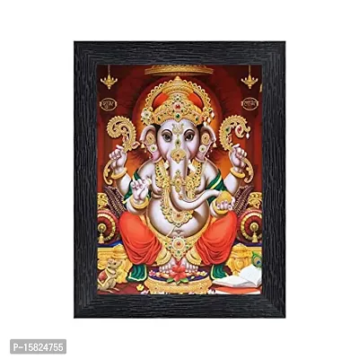 PnF Ganeshji Religious Wood Photo Frames with Acrylic Sheet (Glass) for Worship/Pooja(Multicolour) (PNF-20324-photoframe-5x7)