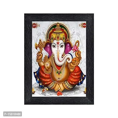 PnF Ganeshji Religious Wood Photo Frames with Acrylic Sheet (Glass) for Worship/Pooja(photoframe,Multicolour,8x6inch)-20348