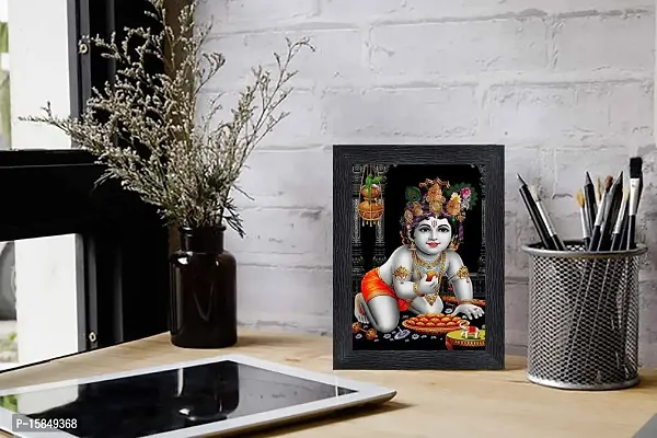 pnf Bal Krishna (Baby) Religious Wood Photo Frames with Acrylic Sheet (Glass) for Worship/Pooja(photoframe,Multicolour,6x8inch)-20196--thumb2