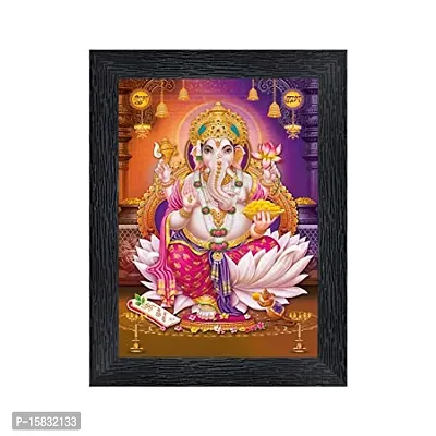 PnF Ganeshji Religious Wood Photo Frames with Acrylic Sheet (Glass) for Worship/Pooja(photoframe,Multicolour,8x6inch)-20750