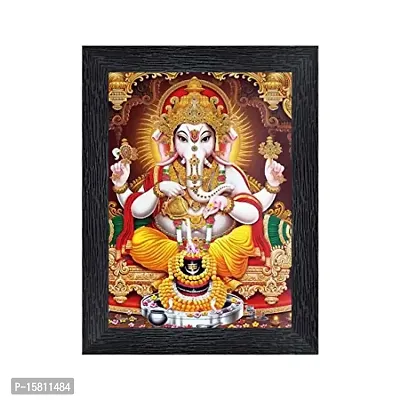 PnF Ganeshji Religious Wood Photo Frames with Acrylic Sheet (Glass) for Worship/Pooja(photoframe,Multicolour,8x6inch)-4878