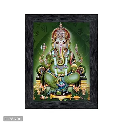 PnF Ganeshji Religious Wood Photo Frames with Acrylic Sheet (Glass) for Worship/Pooja(photoframe,Multicolour,8x6inch)-4891