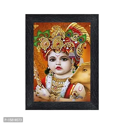 PnF Bal Krishna (Baby) Religious Wood Photo Frames with Acrylic Sheet (Glass) for Worship/Pooja(photoframe,Multicolour,8x6inch)-6411-