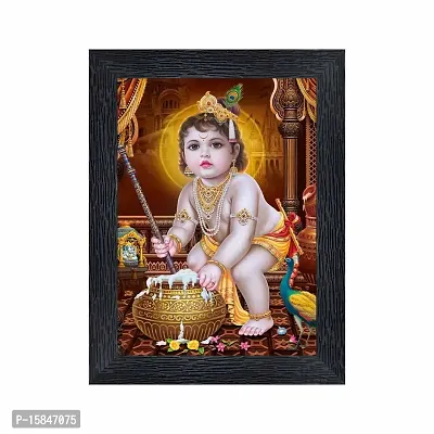 pnf Bal Krishna (Baby) Religious Wood Photo Frames with Acrylic Sheet (Glass) for Worship/Pooja(photoframe,Multicolour,6x8inch)-20848-
