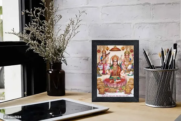 pnf Diwali Puja (laxmiji, Ganeshji,Saraswatiji) Religious Wood Photo Frames with Acrylic Sheet (Glass) for Worship/Pooja(photoframe,Multicolour,6x8inch) 20386-thumb2