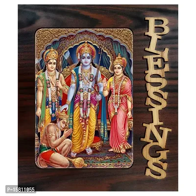 PnF Blessings Hand Crafted Wooden Table with Photo of Ram Darbar 20062