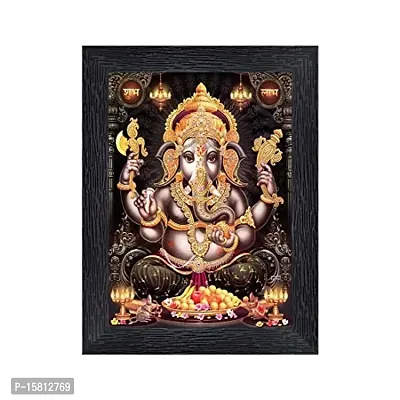 PnF Ganeshji Religious Wood Photo Frames with Acrylic Sheet (Glass) for Worship/Pooja(photoframe,Multicolour,8x6inch)-20017