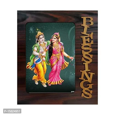 pnf Radha kishna Religious Wood Photo Frames with Acrylic Sheet (Glass) for Worship/Pooja(9 * 7.75inch, Multicolor, MDF)-22127