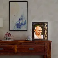 PnF Blessings Hand Crafted Wooden Table with Photo of Mahatma Gandhi 9368-thumb1