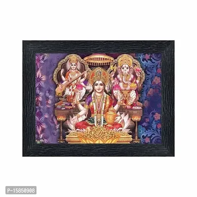 pnf Diwali Puja (laxmiji, Ganeshji,Saraswatiji) Religious Wood Photo Frames with Acrylic Sheet (Glass) for Worship/Pooja(photoframe,Multicolour,6x8inch) 20318