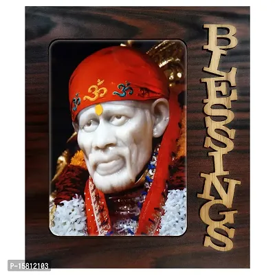 PnF Blessings Hand Crafted Wooden Table with Photo of Sai Baba 20267