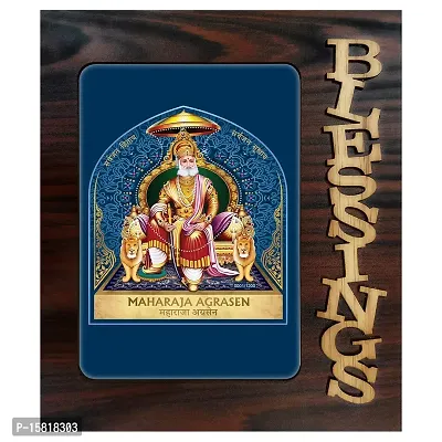 PnF Blessings Hand Crafted Wooden Table with Photo of Maharaja Agrasen 22501