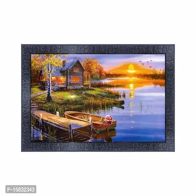 pnf Landscape hand painting scenery art Wood Frames with Acrylic Sheet (Glass) 17180-(10 * 14inch,Multicolour,Synthetic)