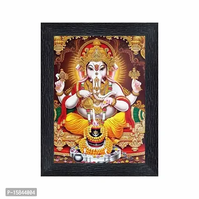 pnf Ganeshji Religious Wood Photo Frames with Acrylic Sheet (Glass) for Worship/Pooja(photoframe,Multicolour,6x8inch)-4878