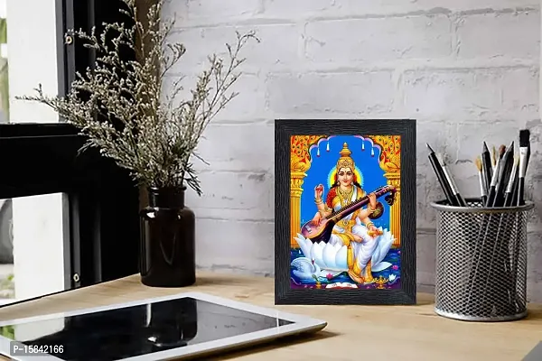 pnf Saraswati Religious Wood Photo Frames with Acrylic Sheet (Glass) for Worship/Pooja(photoframe,Multicolour,6x8inch)-22407-thumb2