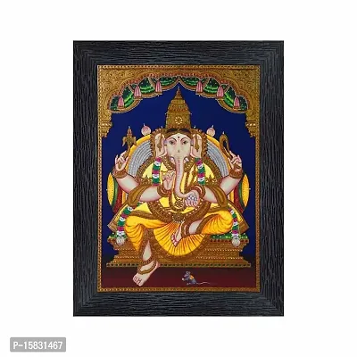 pnf Ganeshji Religious Wood Photo Frames with Acrylic Sheet (Glass) for Worship/Pooja(photoframe,Multicolour,6x8inch)-4694