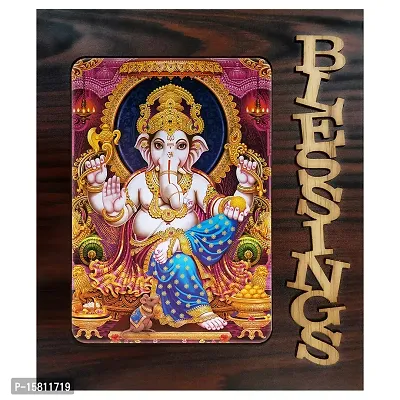 PnF Blessings Hand Crafted Wooden Table with Photo of Ganeshji 20334