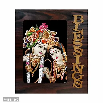 PnF Radha kishna Religious Wood Photo Frames with Acrylic Sheet (Glass) for Worship/Pooja(9 * 7.75inch, Multicolor, MDF)-20065