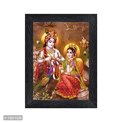 PnF Radha kishna Religious Wood Photo Frames with Acrylic Sheet (Glass) for Worship/Pooja(photoframe,Multicolour,8x6inch)-20562