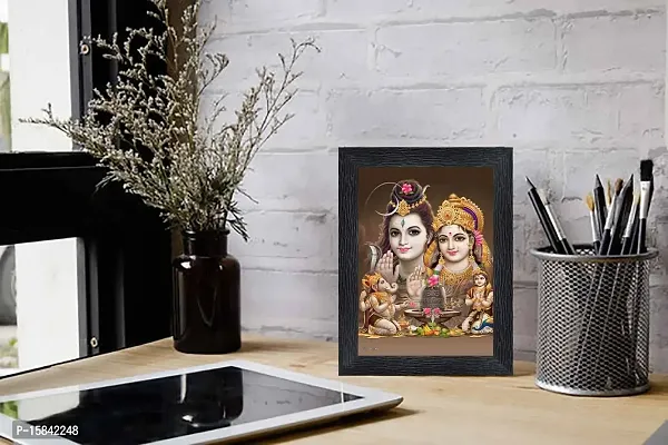 pnf Bhole Nath parivar (Maa Parvati, Ganesh, Kartikey and Shiv Shankar) Religious Wood Photo Frames(photoframe,Multicolour,6x8inch)-20050-photoframe-5x7.jpg-thumb2