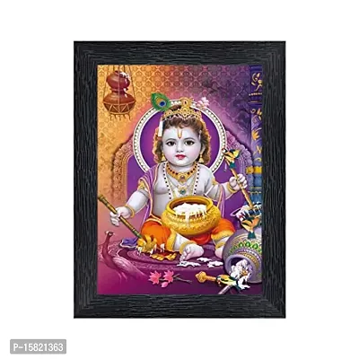 PnF Bal Krishna (Baby) Religious Wood Photo Frames with Acrylic Sheet (Glass) for Worship/Pooja(photoframe,Multicolour,8x6inch)-20753--thumb0