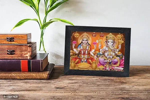 pnf Diwali Puja (laxmiji, Ganeshji,Saraswatiji) Religious Wood Photo Frames with Acrylic Sheet (Glass) for Worship/Pooja(photoframe,Multicolour,6x8inch) 20359-thumb2