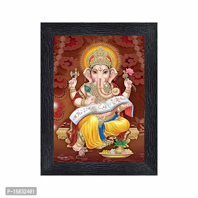 pnf Ganeshji Religious Wood Photo Frames with Acrylic Sheet (Glass) for Worship/Pooja(photoframe,Multicolour,6x8inch)-22525