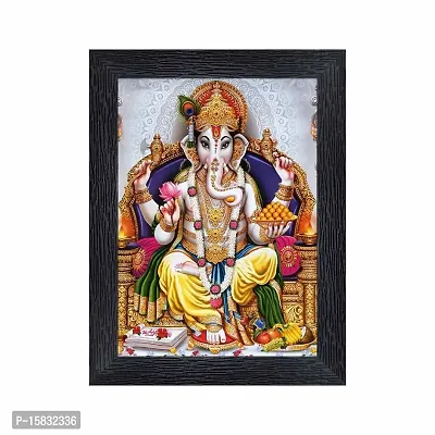 pnf Ganeshji Religious Wood Photo Frames with Acrylic Sheet (Glass) for Worship/Pooja(photoframe,Multicolour,6x8inch)-20329