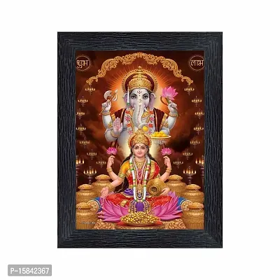 pnf Diwali Puja (laxmiji, Ganeshji,Saraswatiji) Religious Wood Photo Frames with Acrylic Sheet (Glass) for Worship/Pooja(photoframe,Multicolour,6x8inch) 20042