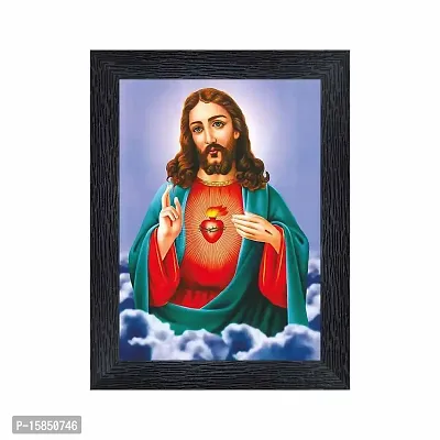 pnf Lord Jesus Religious Wood Photo Frames with Acrylic Sheet (Glass) for Worship/Pooja(photoframe,Multicolour,6x8inch)-6613