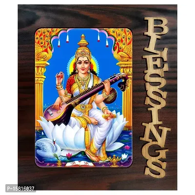 PnF Blessings Hand Crafted Wooden Table with Photo of Saraswati22407