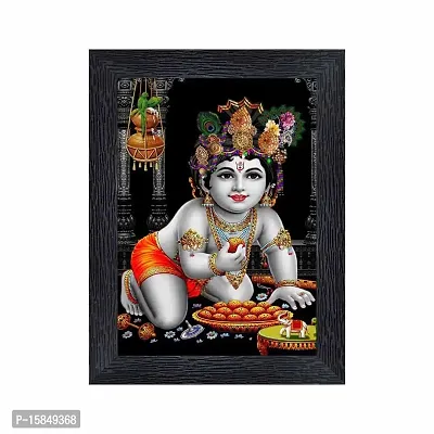 pnf Bal Krishna (Baby) Religious Wood Photo Frames with Acrylic Sheet (Glass) for Worship/Pooja(photoframe,Multicolour,6x8inch)-20196--thumb0