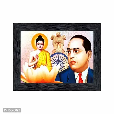 pnf Dr. B. R. Ambedkar ad Buddha Wood Photo Frames with Acrylic Sheet (Glass)(photoframe,Multicolour,6x8inch)-17503-thumb0
