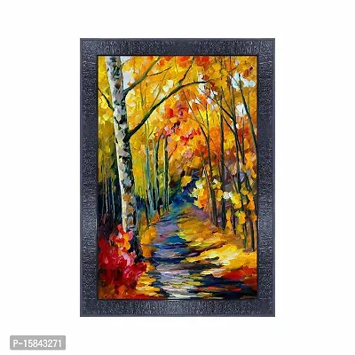 pnf Hand Painted Landscape Scenery Wood Photo Frames with Acrylic Sheet (Glass) (10 * 14inch,Multicolour,Synthetic) 27686