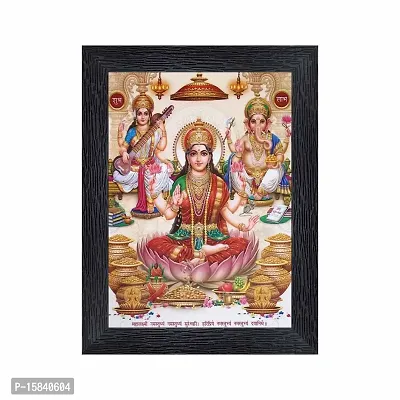 pnf Diwali Puja (laxmiji, Ganeshji,Saraswatiji) Religious Wood Photo Frames with Acrylic Sheet (Glass) for Worship/Pooja(photoframe,Multicolour,6x8inch) 20386